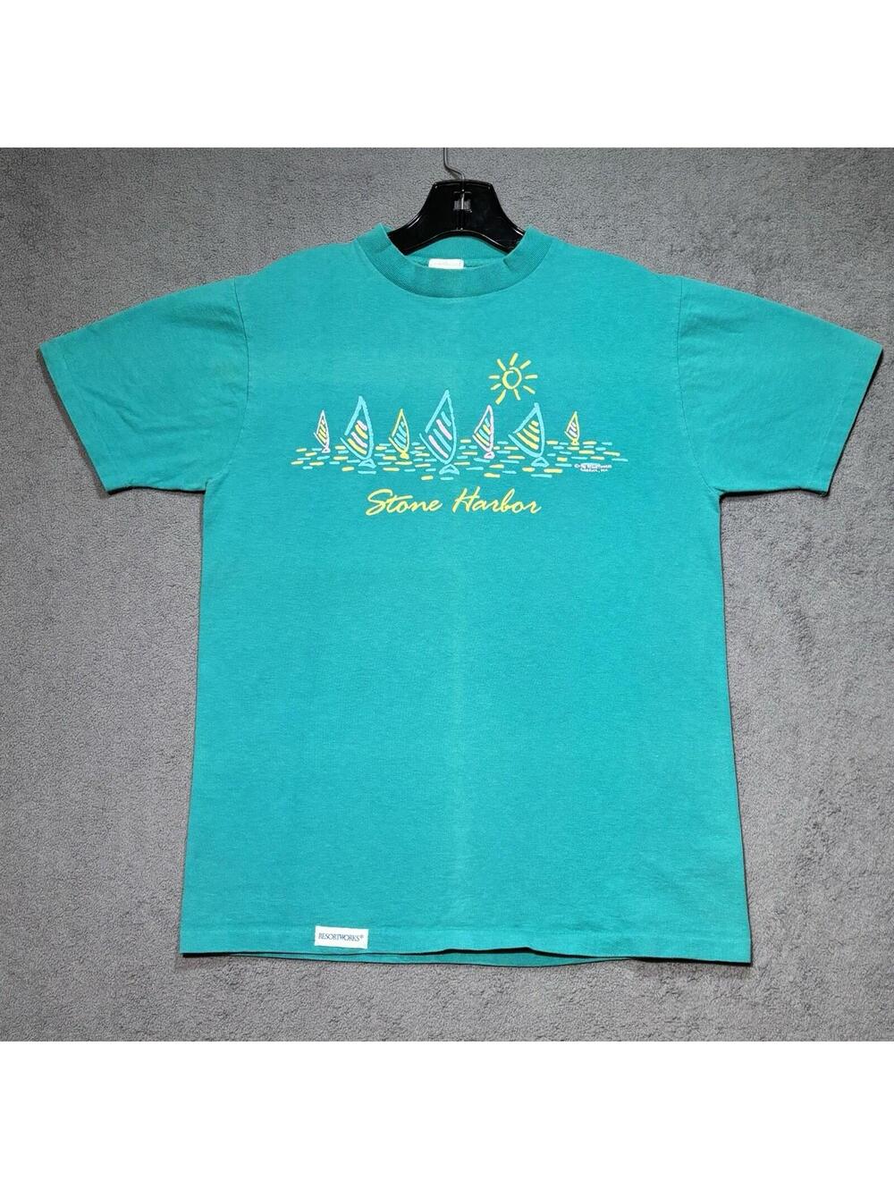 Vintage Stone Harbor Single Stitch Sailboat T Shirt USA ResortWorks M